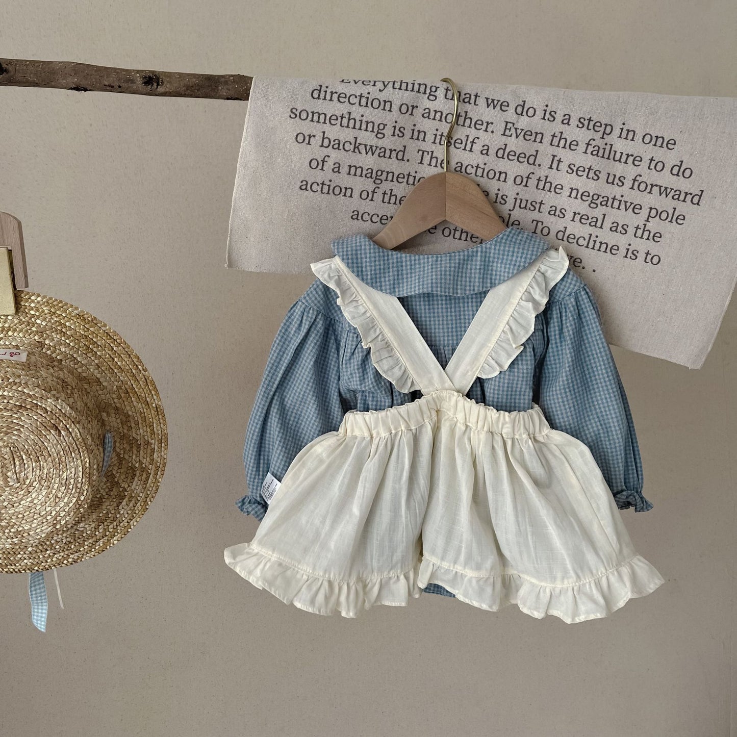 π Sweet Plaid Romper & Sling Skirt Set β Timeless Charm for Tiny Moments