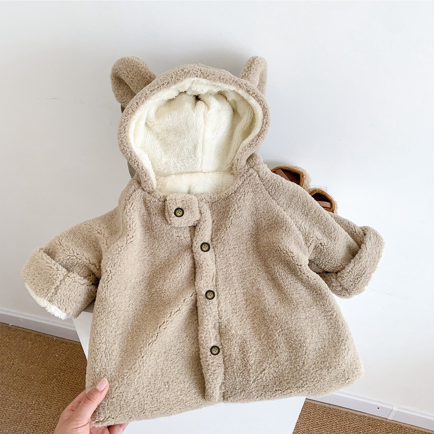 ❄️ Winter Hooded Baby Cloak – A Cozy Hug in Every Button