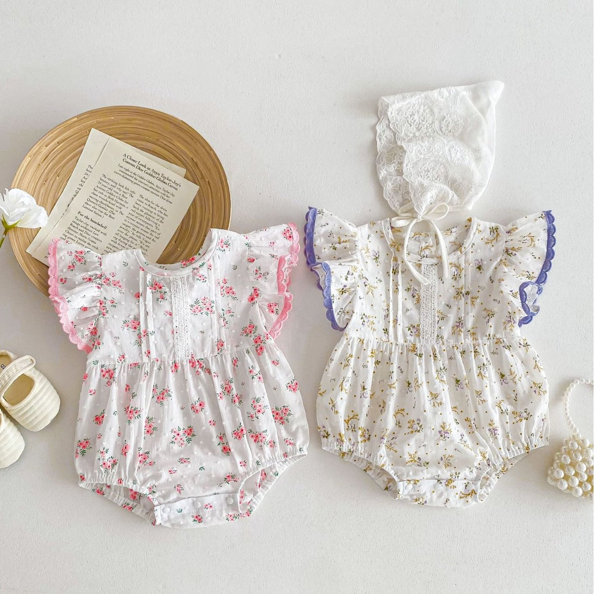 🌷 Skypurl Cotton Romper – Sweet Simplicity for Her First Summer