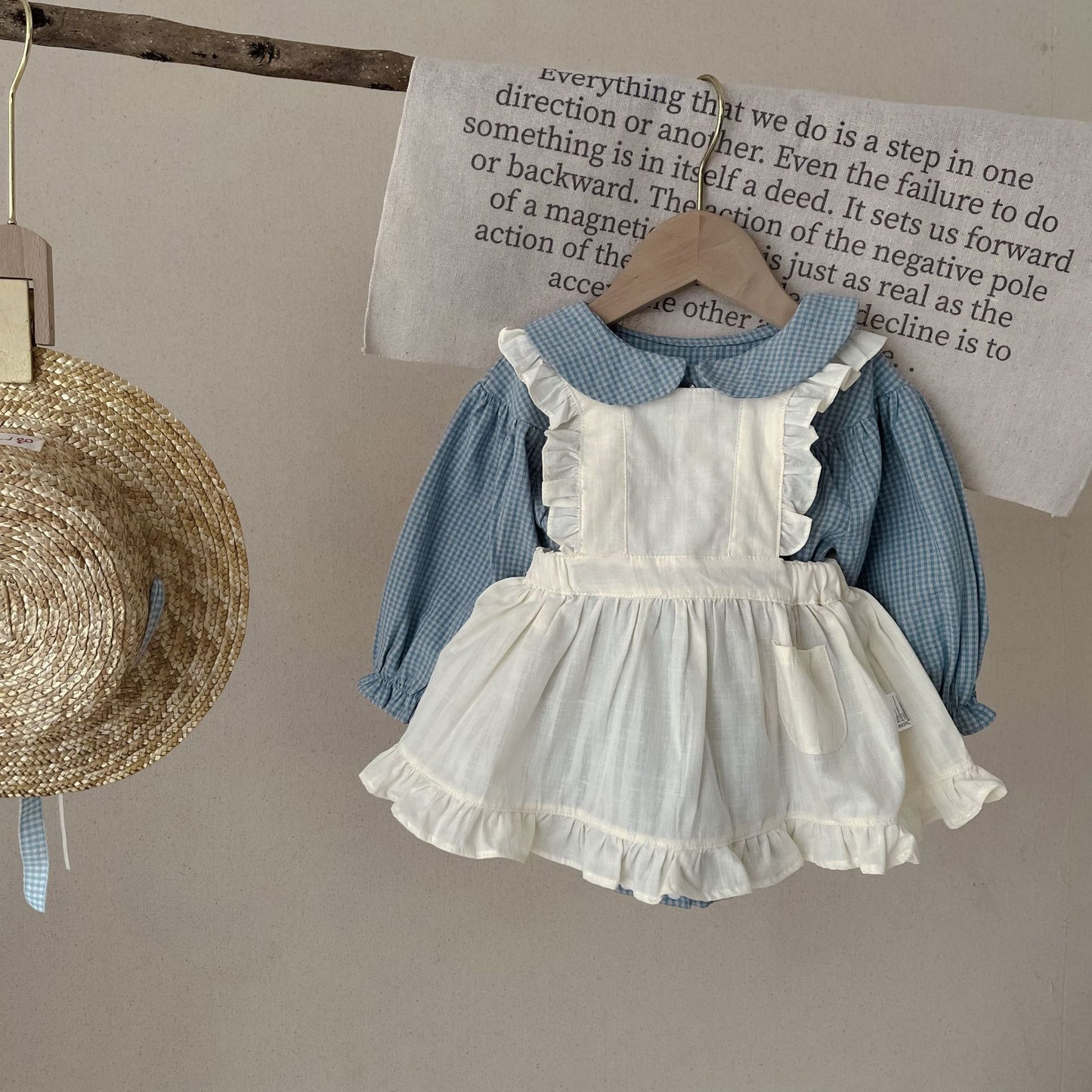 π Sweet Plaid Romper & Sling Skirt Set β Timeless Charm for Tiny Moments