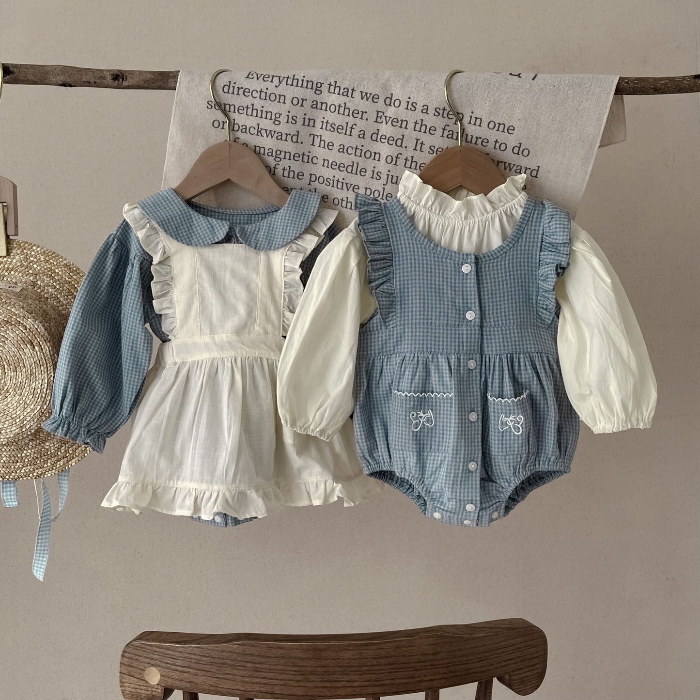 π Sweet Plaid Romper & Sling Skirt Set β Timeless Charm for Tiny Moments