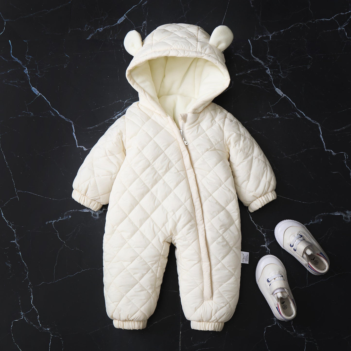 🧸 Ear Hooded Fleece Jumpsuit – Warmth and Cuteness in Every Step