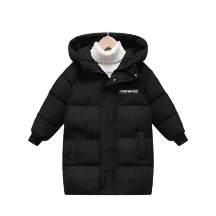 Mid-length Thickened Children's Down And Wadded Jacket