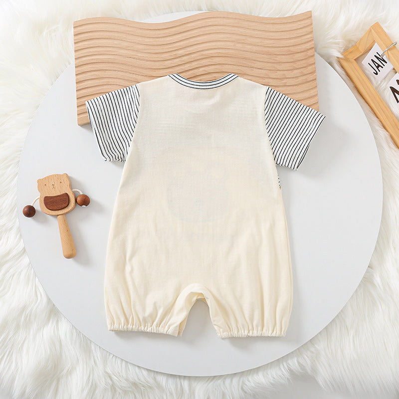 🐻 Cute Cartoon Bear Print Baby Romper – Perfect for Summer Playtime!