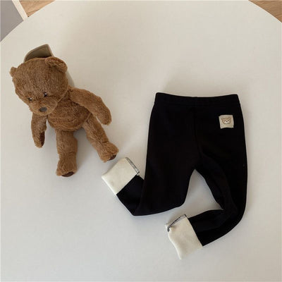 Leggings de moda de una sola capa con forro polar para niñas, combinables y versátiles