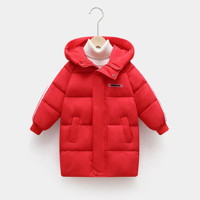 Mid-length Thickened Children's Down And Wadded Jacket