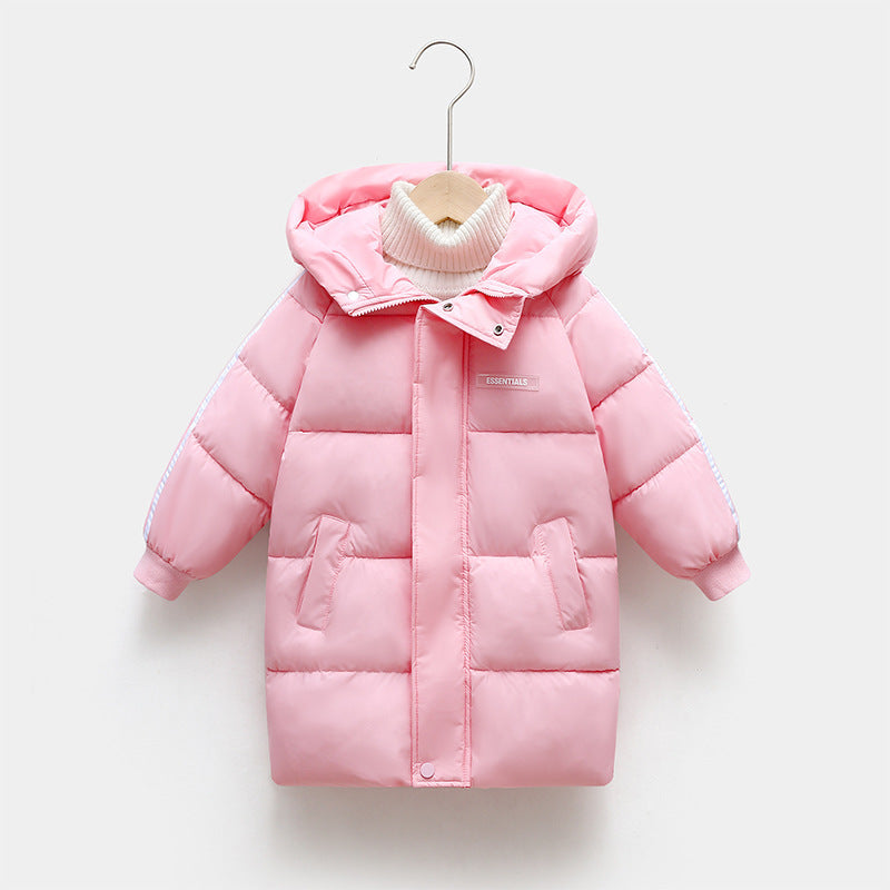 Mid-length Thickened Children's Down And Wadded Jacket