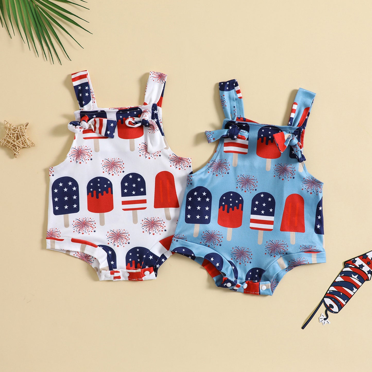 🌸 Printed Knotted Suspender Romper – Sweet Prints for Sunny Days