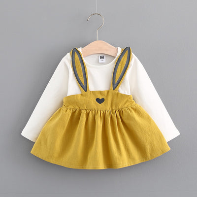 Otoño 2021 nueva ropa infantil coreana, lindo vestido de conejo para niñas, vestido de princesa para bebés 916