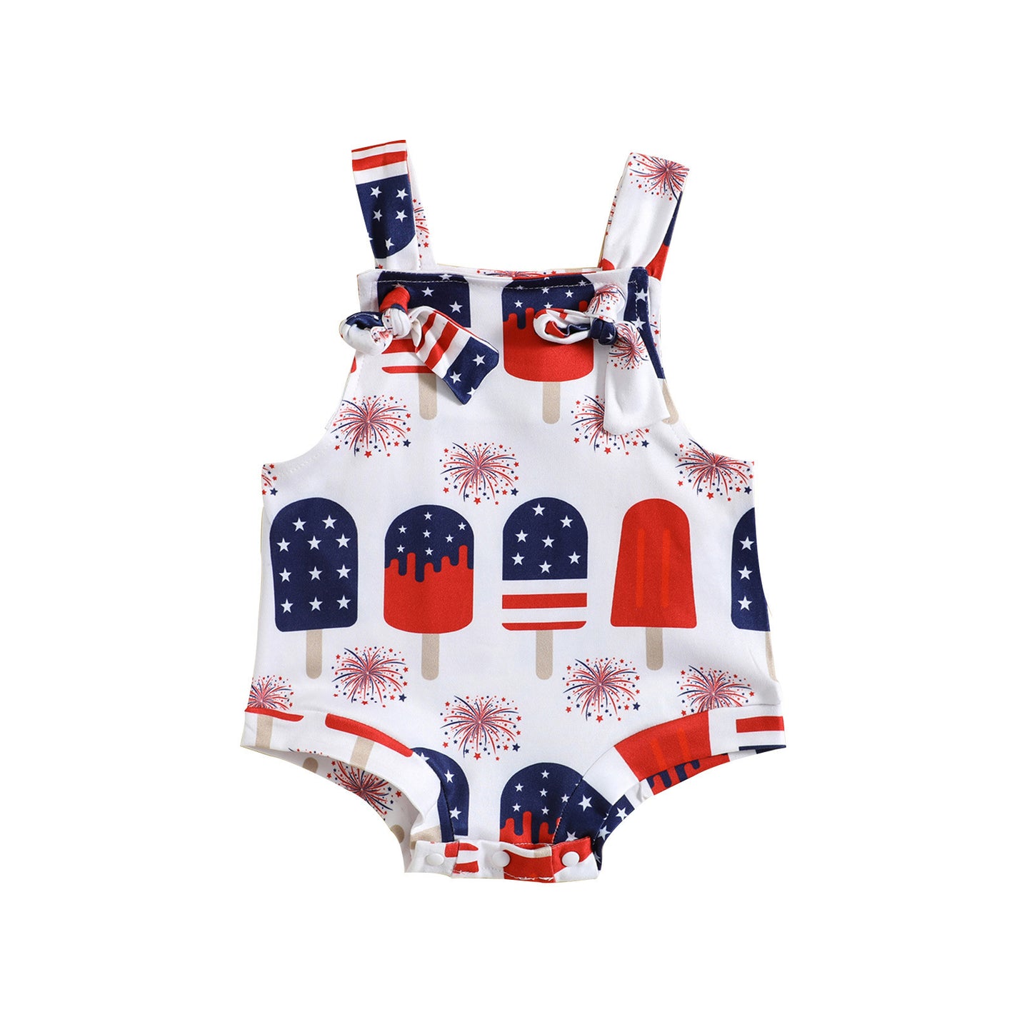 🌸 Printed Knotted Suspender Romper – Sweet Prints for Sunny Days