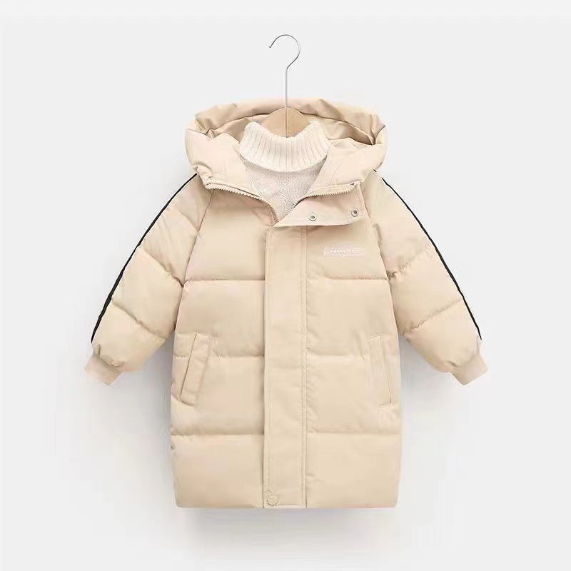 Chaqueta acolchada y de plumón para niños de longitud media y engrosada