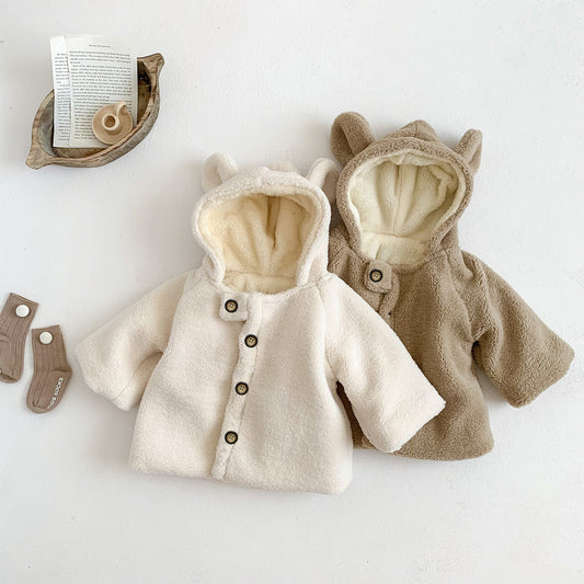 ❄️ Winter Hooded Baby Cloak – A Cozy Hug in Every Button