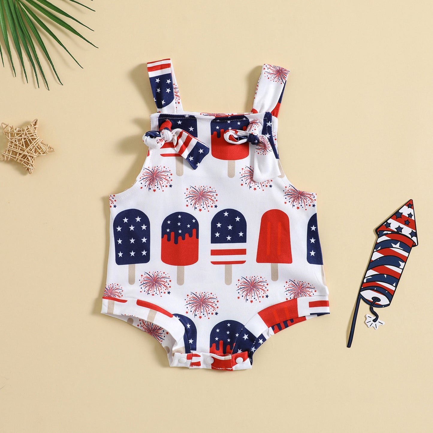 🌸 Printed Knotted Suspender Romper – Sweet Prints for Sunny Days