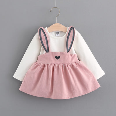 Otoño 2021 nueva ropa infantil coreana, lindo vestido de conejo para niñas, vestido de princesa para bebés 916