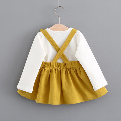 2021 autumn new Korean children's clothing, girls cute rabbit dress, baby baby princess dress 916