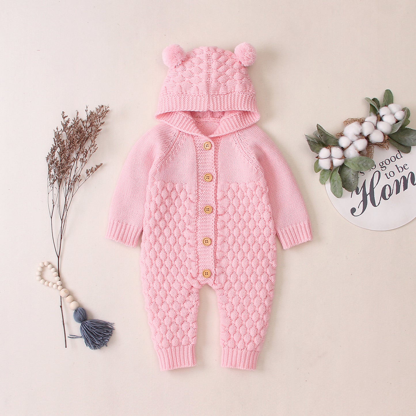 🧸 Cozy & Cute Hooded Knitted Jumpsuit – The Perfect Hug for Your Little One!