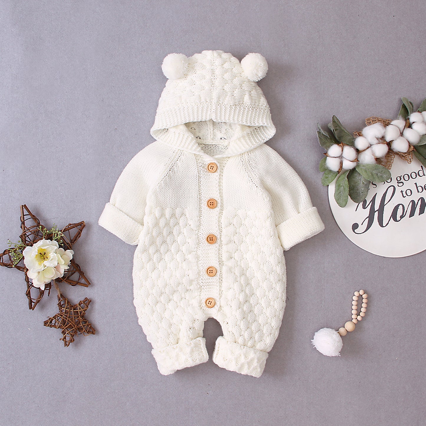 🧸 Cozy & Cute Hooded Knitted Jumpsuit – The Perfect Hug for Your Little One!