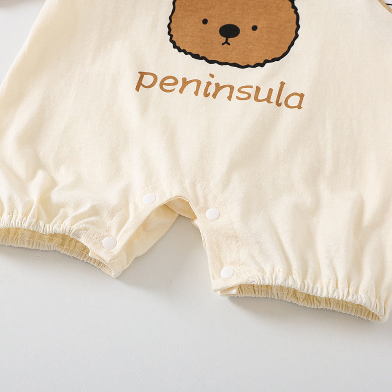 🐻 Cute Cartoon Bear Print Baby Romper – Perfect for Summer Playtime!