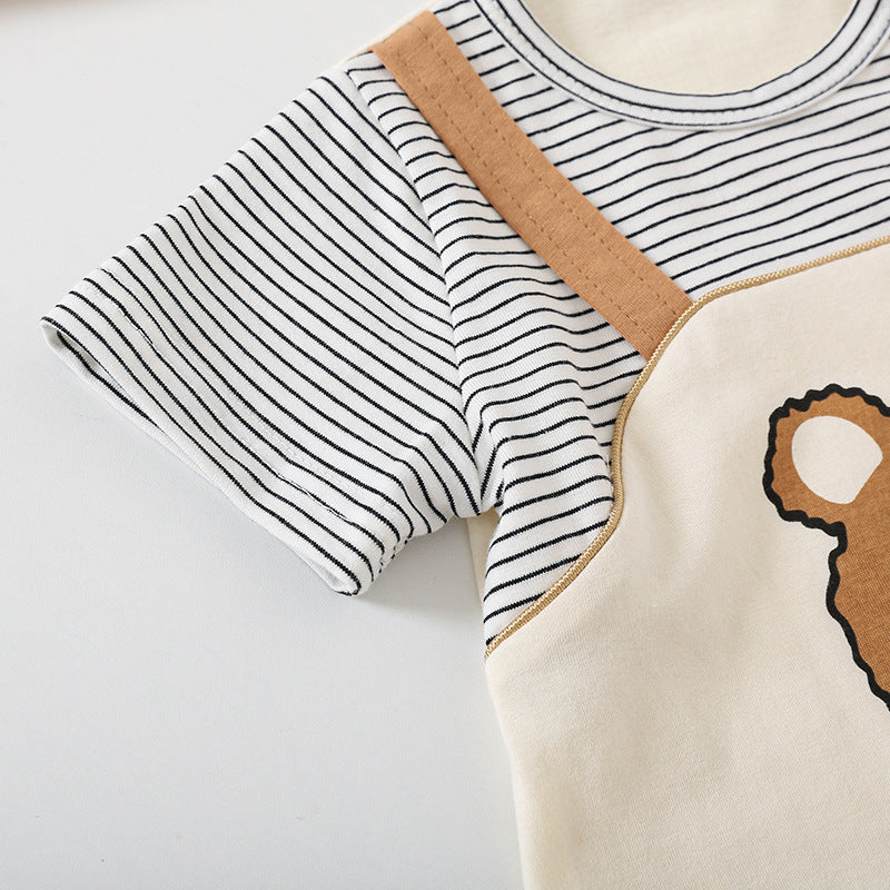 🐻 Cute Cartoon Bear Print Baby Romper – Perfect for Summer Playtime!