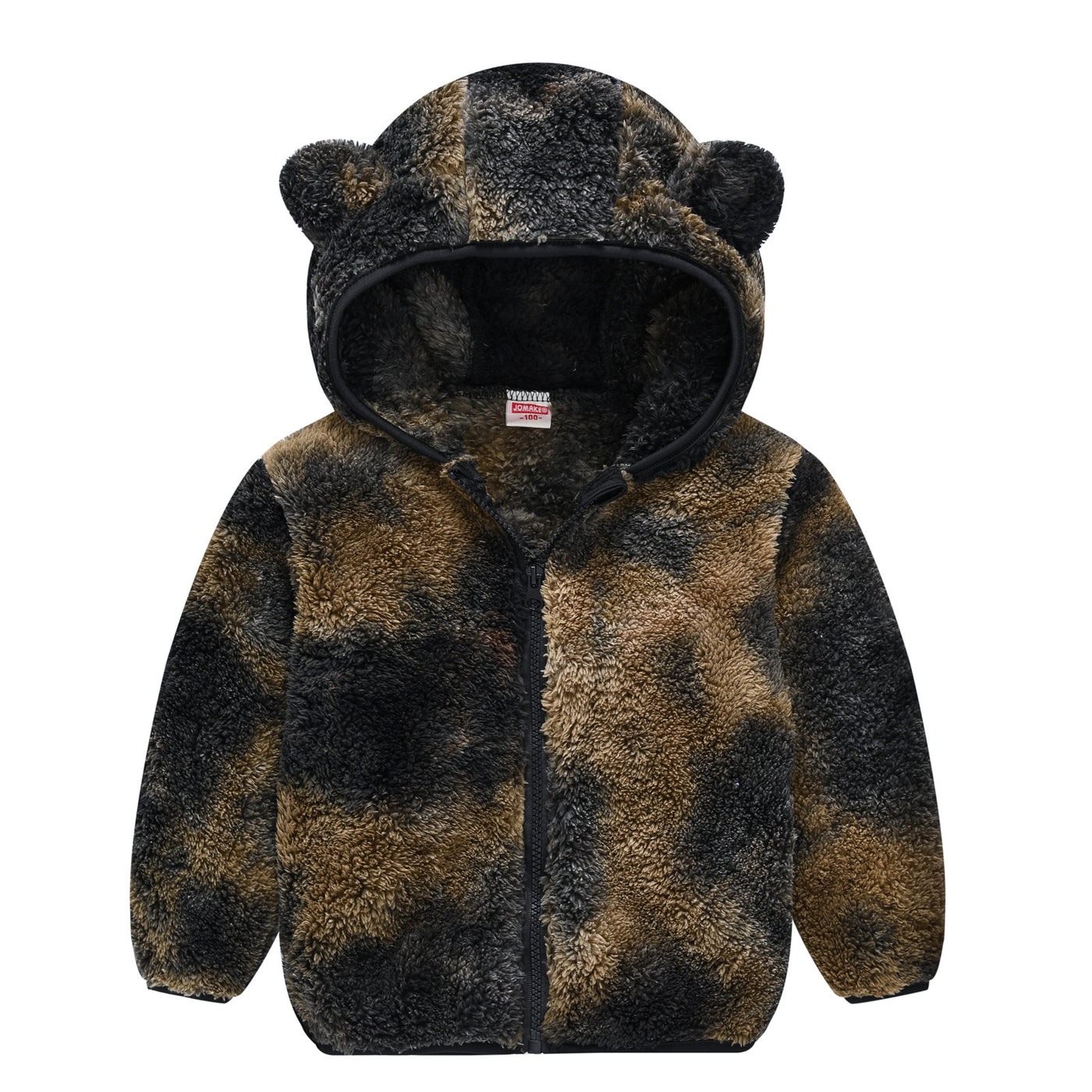 Chaqueta con capucha de color liso con orejas de oso para bebés y niños pequeños