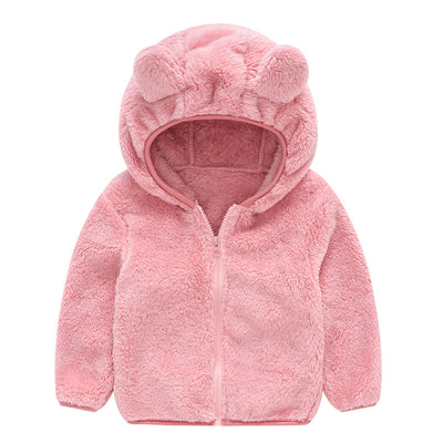 Infant Toddler Bear Ears Solid Color Hoodie Jacket