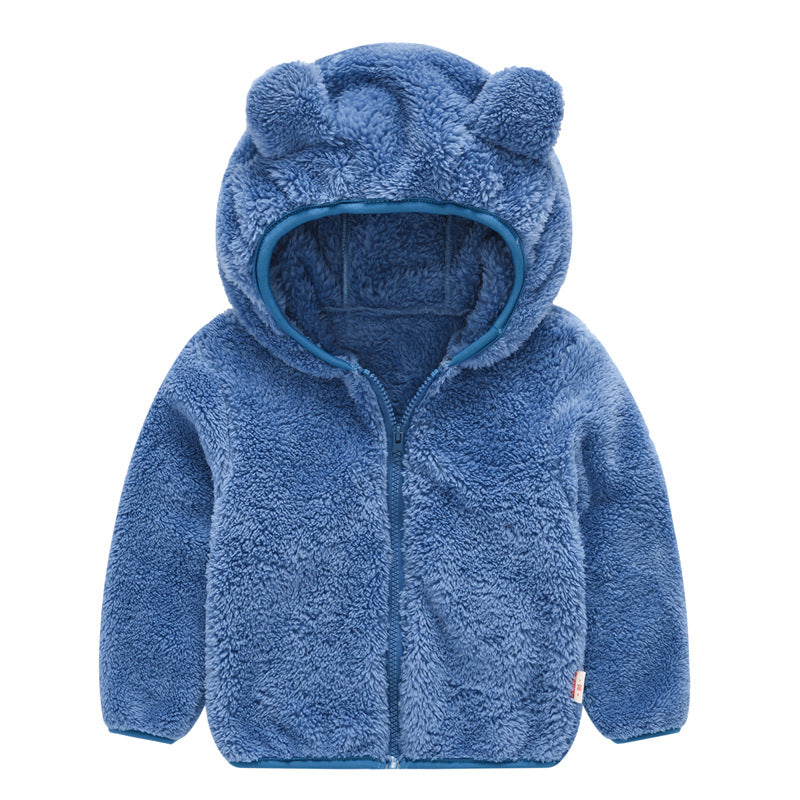 Infant Toddler Bear Ears Solid Color Hoodie Jacket