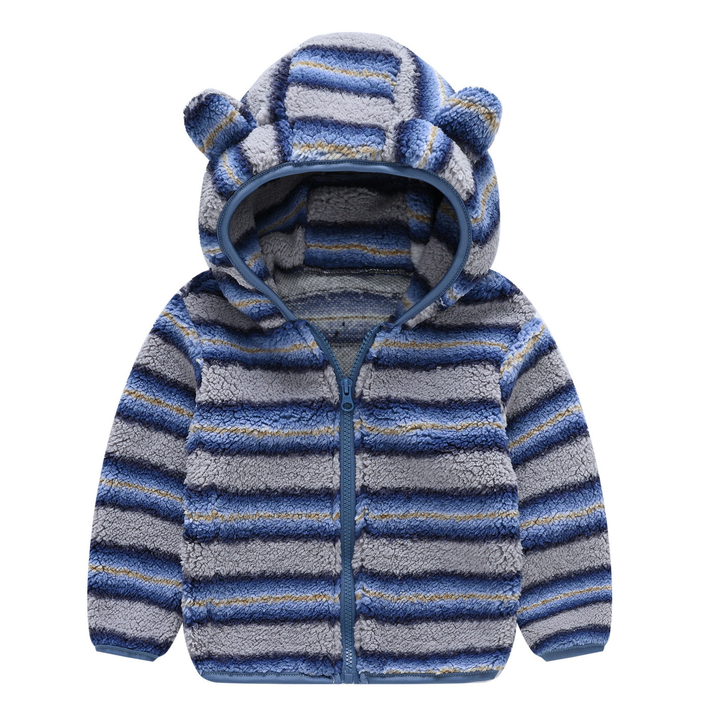 Chaqueta con capucha de color liso con orejas de oso para bebés y niños pequeños