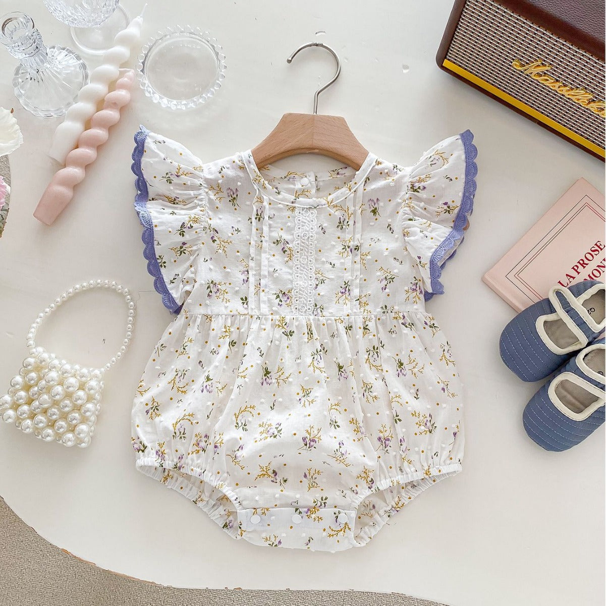 Baby Girl's One Month Old Skypurl Cotton Rompers