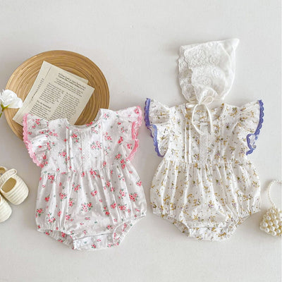 Baby Girl's One Month Old Skypurl Cotton Rompers