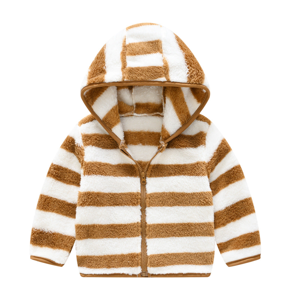 Chaqueta con capucha de color liso con orejas de oso para bebés y niños pequeños