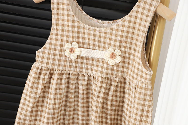 🍂 Cozy & Chic Baby Girl Round-Neck Long-Sleeved Dress Suit