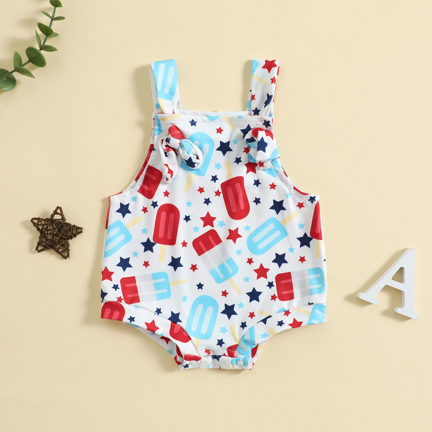 🌸 Printed Knotted Suspender Romper – Sweet Prints for Sunny Days