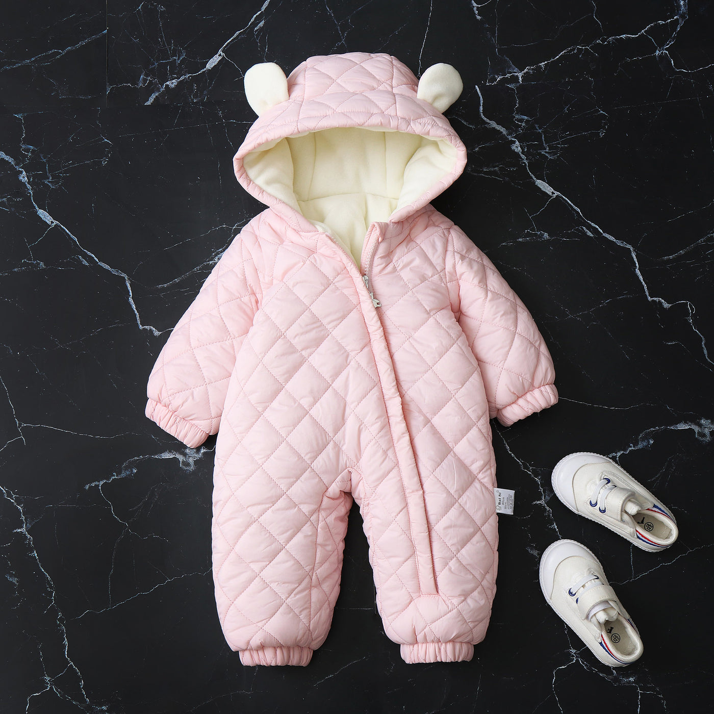 Ear Hooded Fleece-lined Thickening Outdoor Clothes Children's Jumpsuit