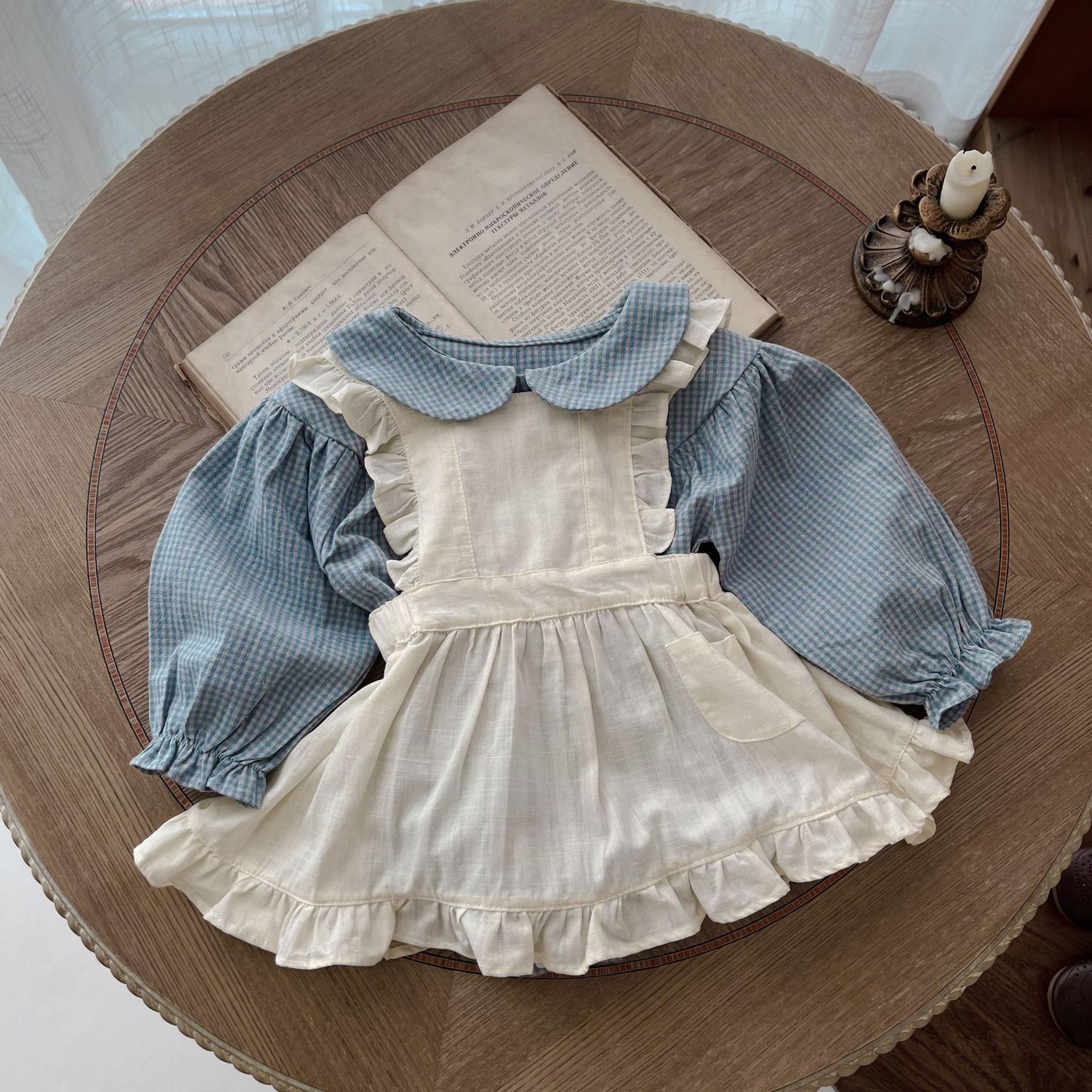 👗 Sweet Plaid Romper & Sling Skirt Set – Timeless Charm for Tiny Moments