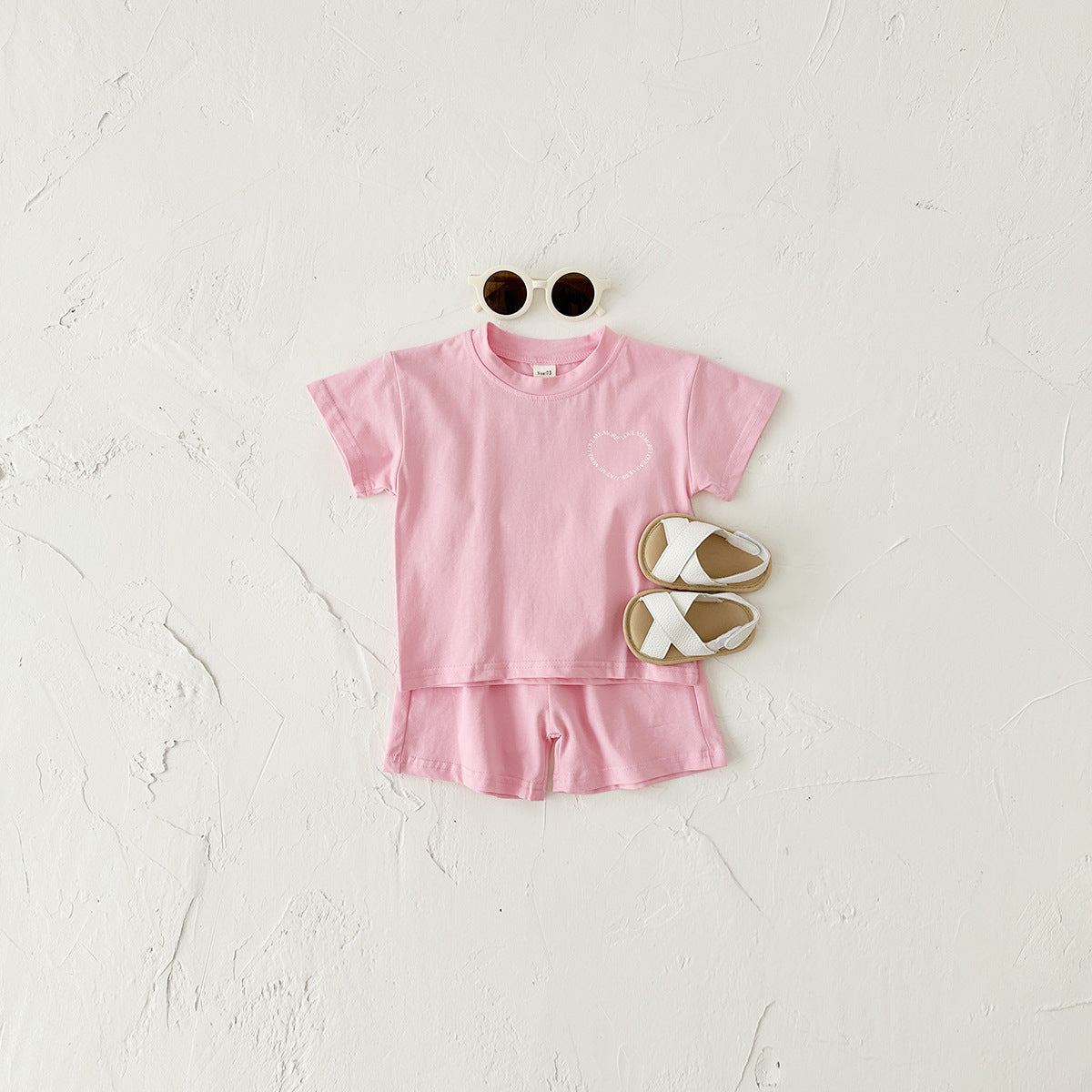 💖 Heartwarming Summer Vibes – Heart Printing Short Sleeve Suit for Boys & Girls