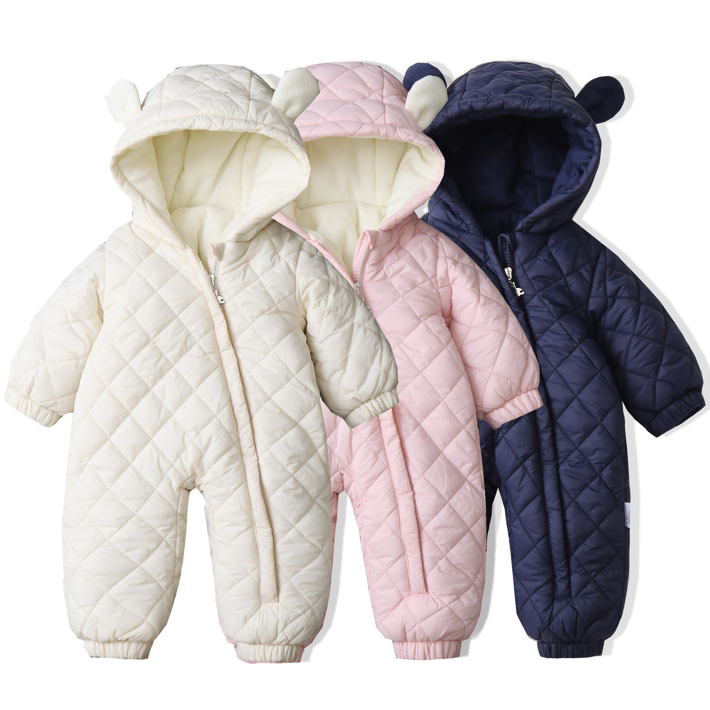 Ear Hooded Fleece-lined Thickening Outdoor Clothes Children's Jumpsuit