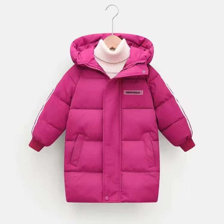 Mid-length Thickened Children's Down And Wadded Jacket